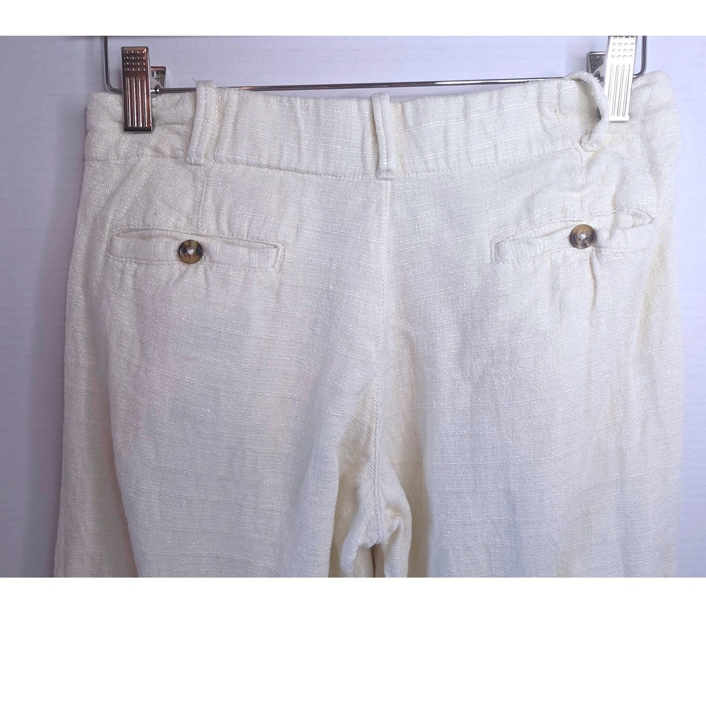 Urban Outfitters Wide Leg Linen Blend Trousers Cream Ivory SZ 0 2 Spots on Left - Picture 5 of 14